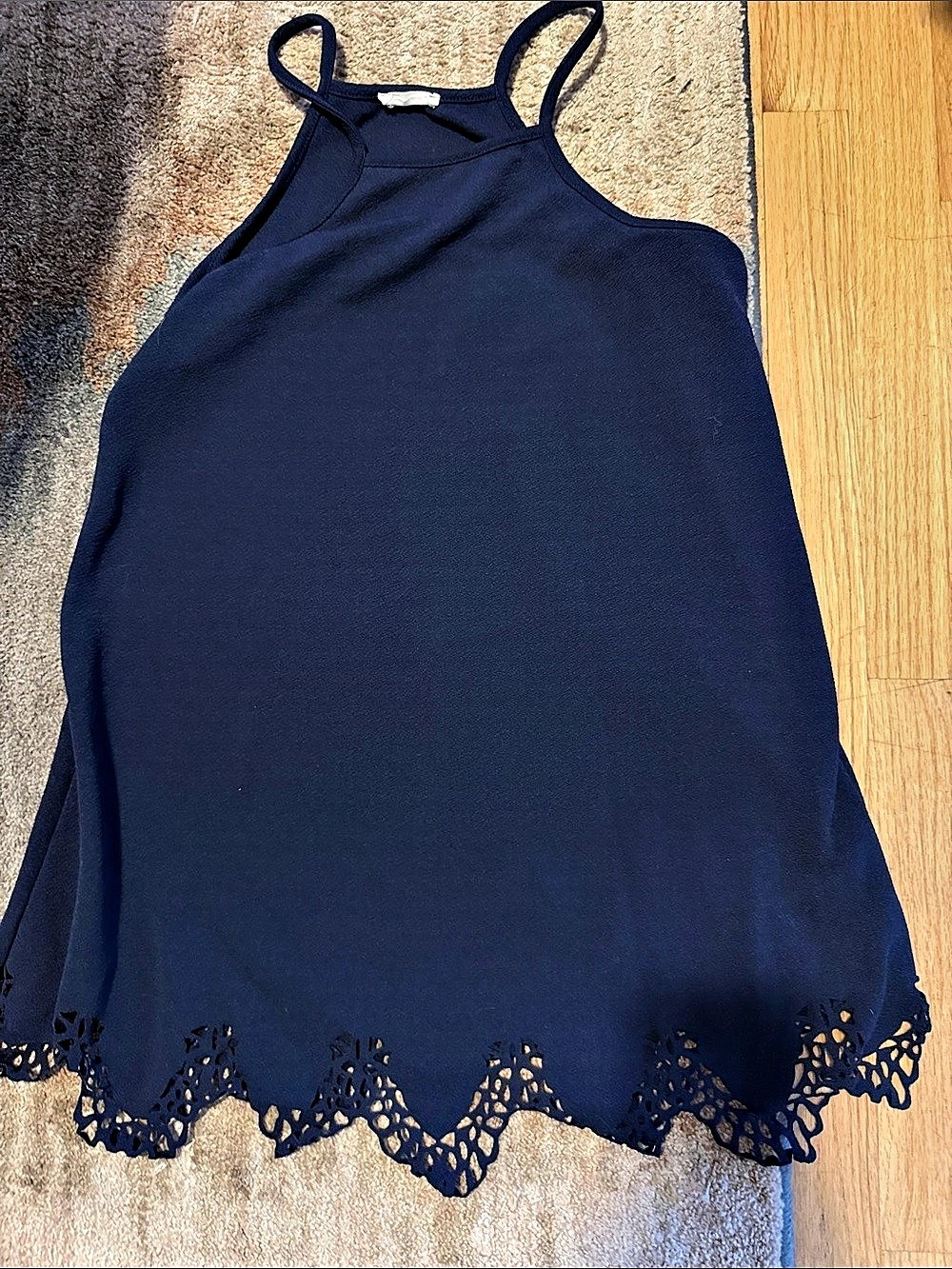 Navy Lace Hem swim cover up